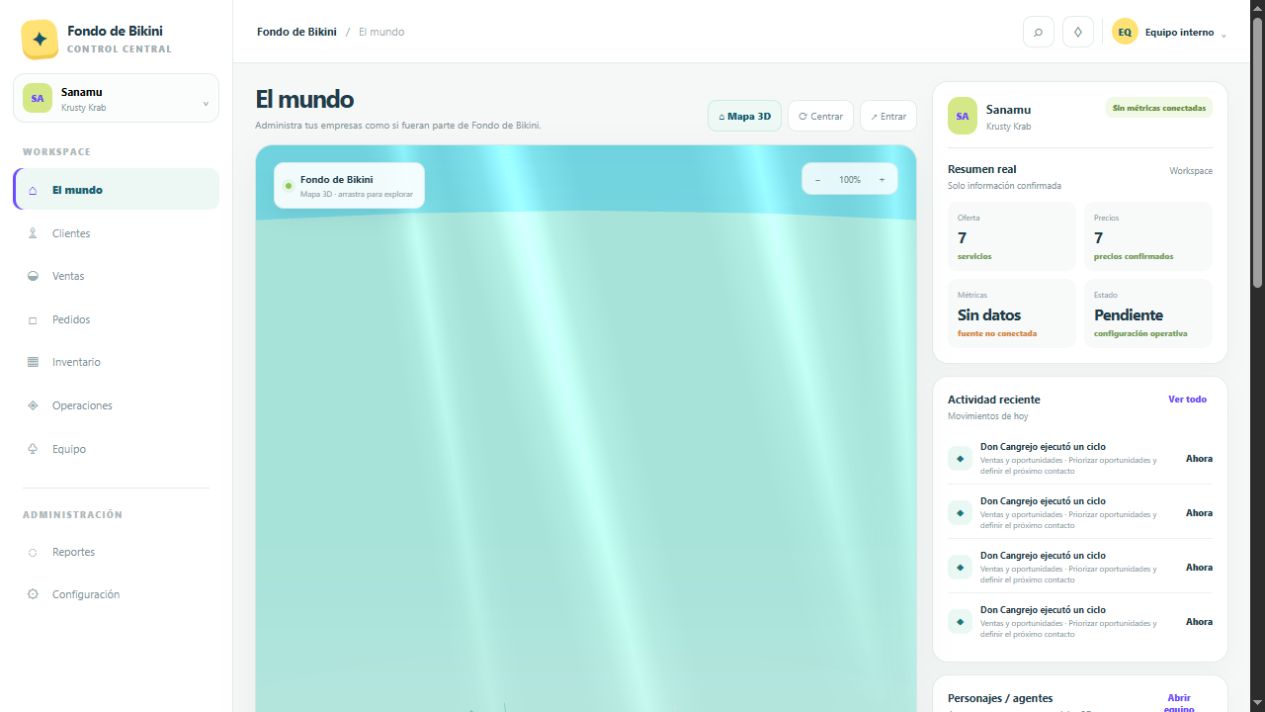 Captura del dashboard operativo Fondo de Bikini