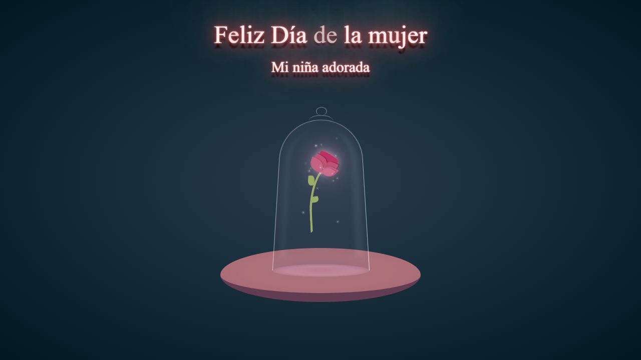 Captura de la experiencia 3D My Love con una rosa bajo una cúpula